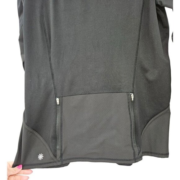 Athleta Womens Pullover Hoodie Sweatshirt Kangaroo Zip Pocket Medium 8 10 Black - Picture 13 of 16